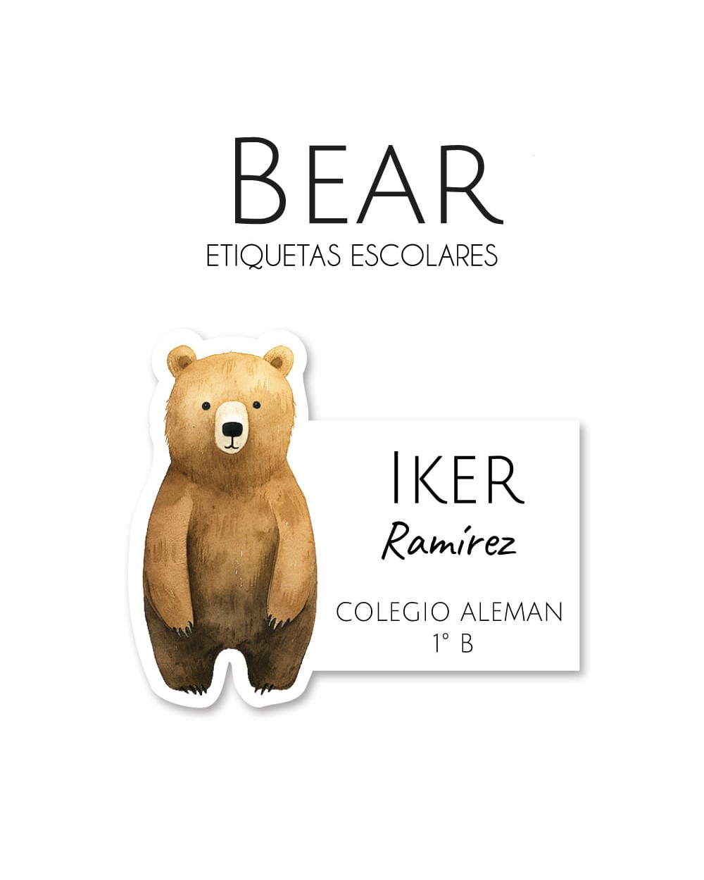 Escuela Adheribles Bear-Etiquetas Para Escuela