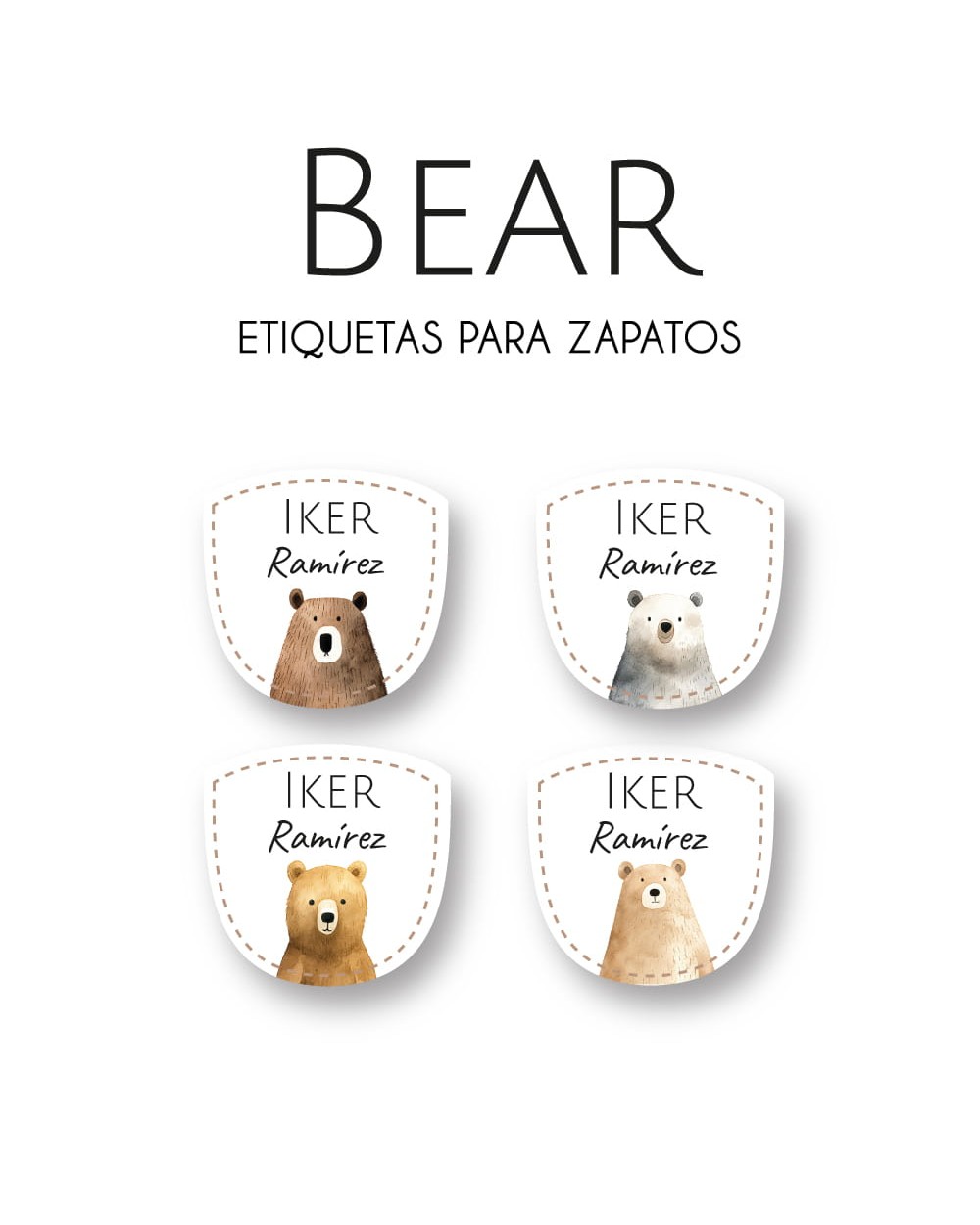 Paquete de etiquetas para Zapato Bear