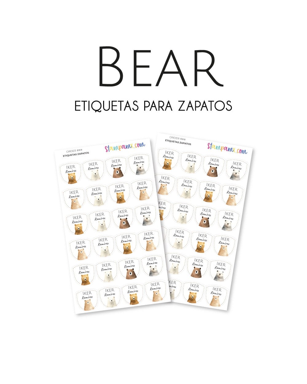Paquete de etiquetas para Zapato Bear
