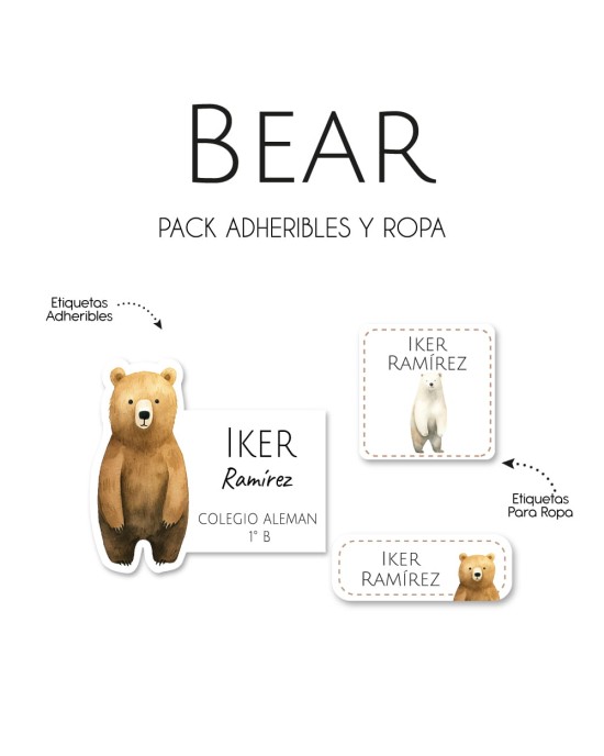 Pack Ropa y Escuela Bear | Pack Ropa y Adheribles