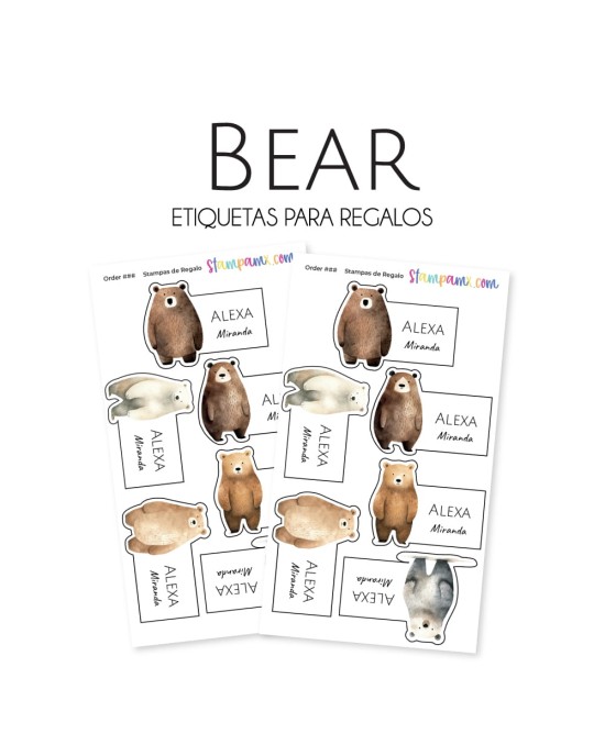 Paquete de etiquetas para Regalo Bear