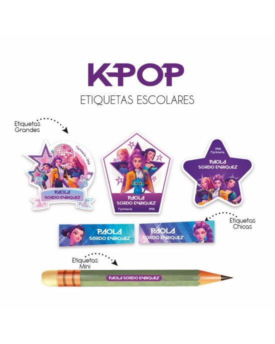 Escuela Adheribles K-POP-Etiquetas Para Escuela