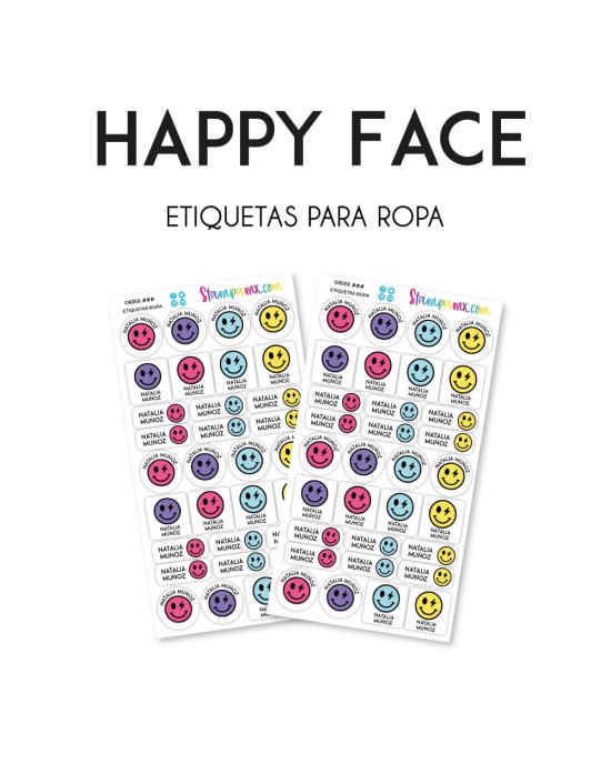 Ropa Happy Face-Etiquetas Para Ropa
