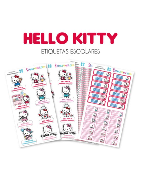 Escuela Adheribles Hello Kitty-Etiquetas Para Escuela