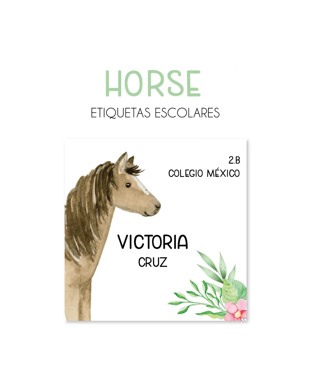 Escuela Adheribles Horses-Etiquetas Para Escuela