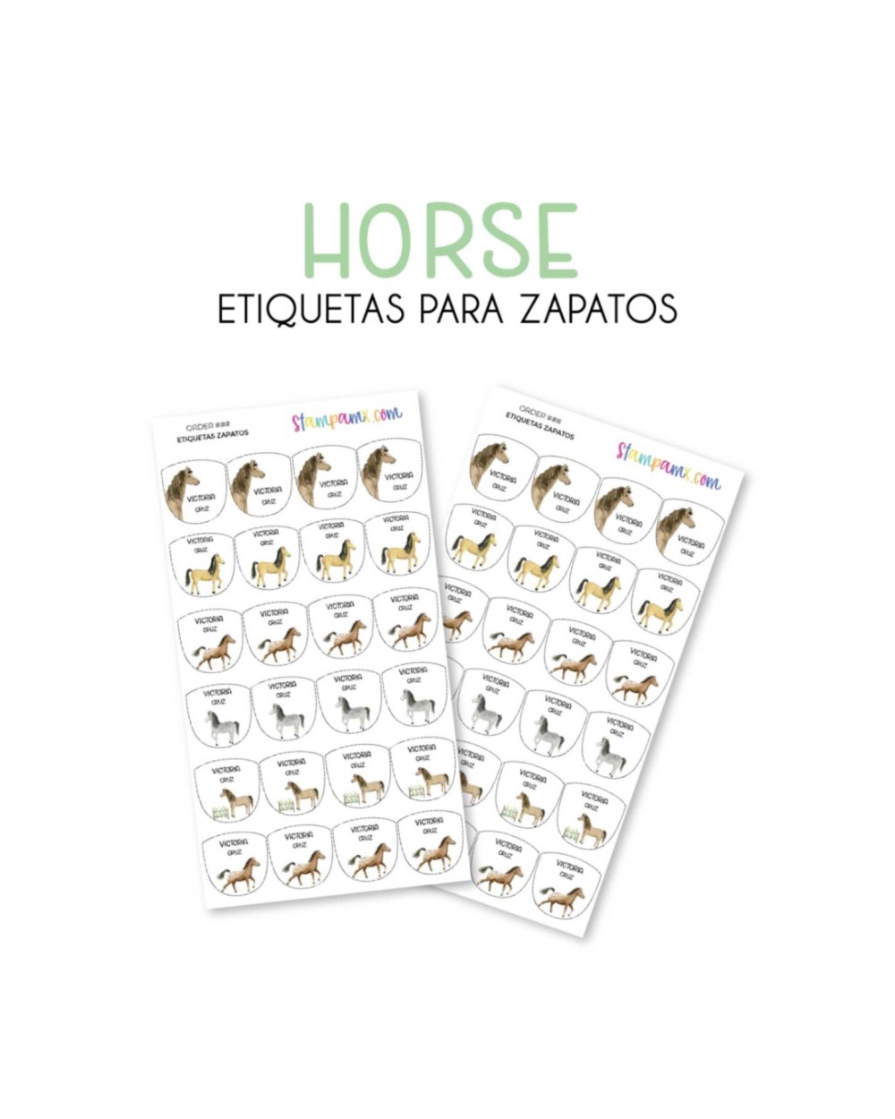 Paquete de etiquetas para Zapato Horses Paquete de etiquetas para Zapato Horses