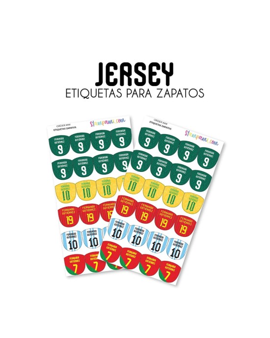 Paquete de etiquetas para Zapato Jersey