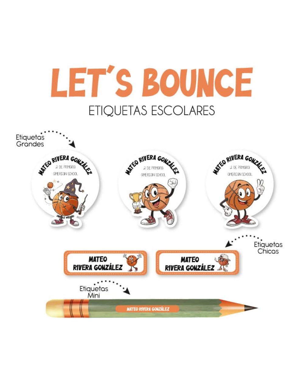 Escuela Adheribles Let's Bounce-Etiquetas Para Escuela
