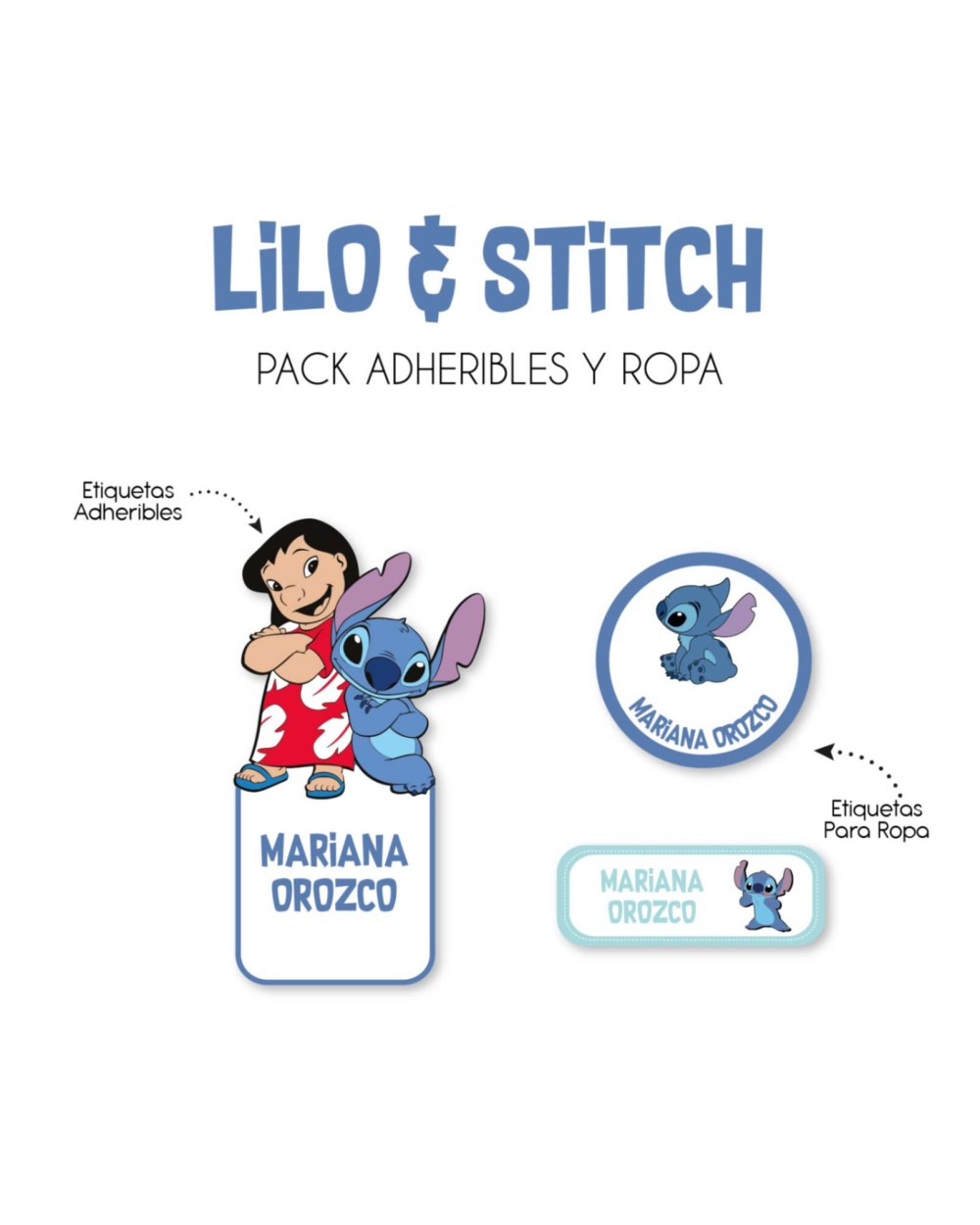 Pack Ropa y Escuela Lilo Stitch| Pack Ropa y Adheribles Pack Ropa y Escuela Lilo Stitch| Pack Ropa y Adheribles