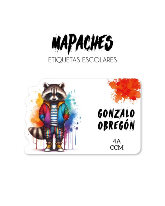 Escuela Adheribles Mapaches-Etiquetas Para Escuela