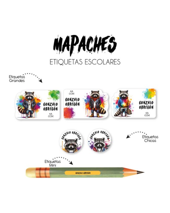 Escuela Adheribles Mapaches-Etiquetas Para Escuela
