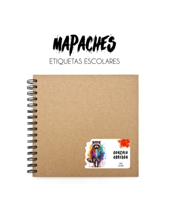 Escuela Adheribles Mapaches-Etiquetas Para Escuela