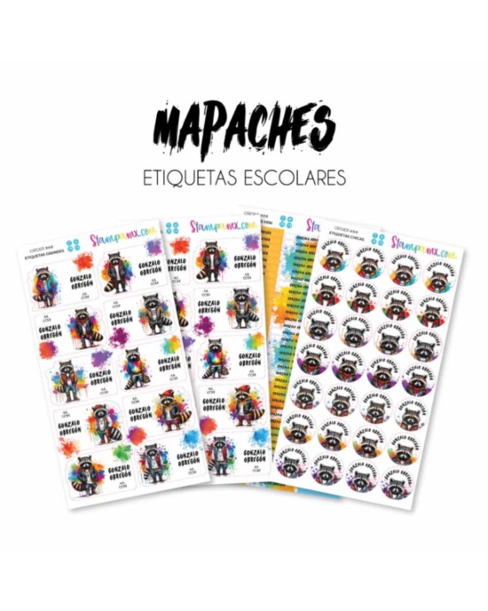 Escuela Adheribles Mapaches-Etiquetas Para Escuela