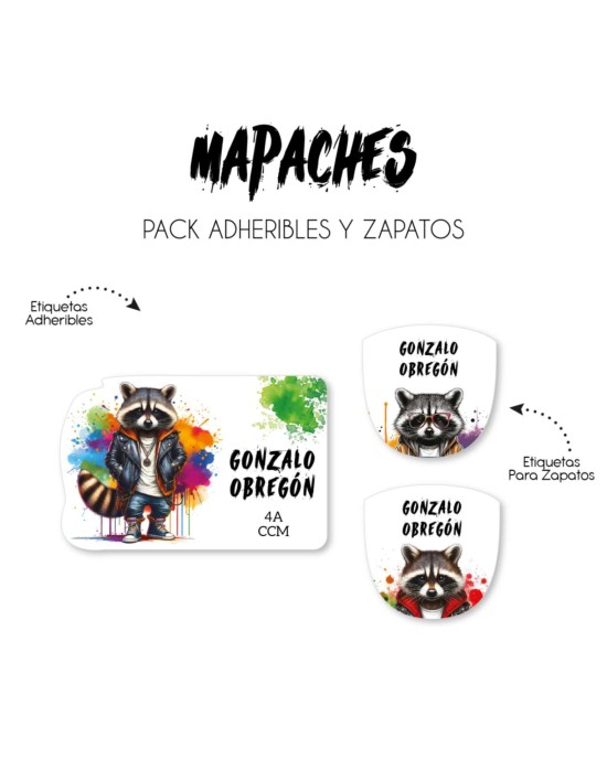 Pack Escuela y Zapatos Mapaches| Pack Adheribles y Zapatos