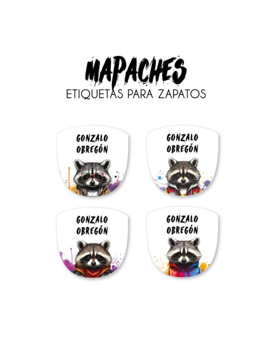 Paquete de etiquetas para Zapato Mapaches