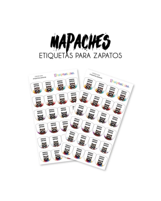 Paquete de etiquetas para Zapato Mapaches