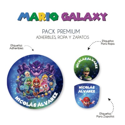 Pack Premium Ropa, Zapatos y Escuela Mario Galaxy