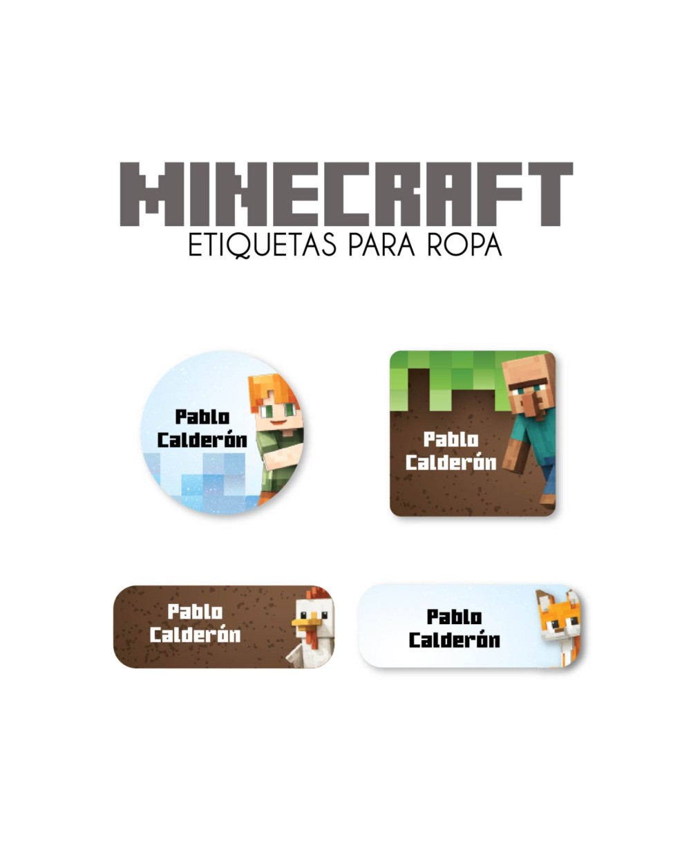 Ropa Minecraft-Etiquetas Para Ropa Ropa Minecraft-Etiquetas Para Ropa