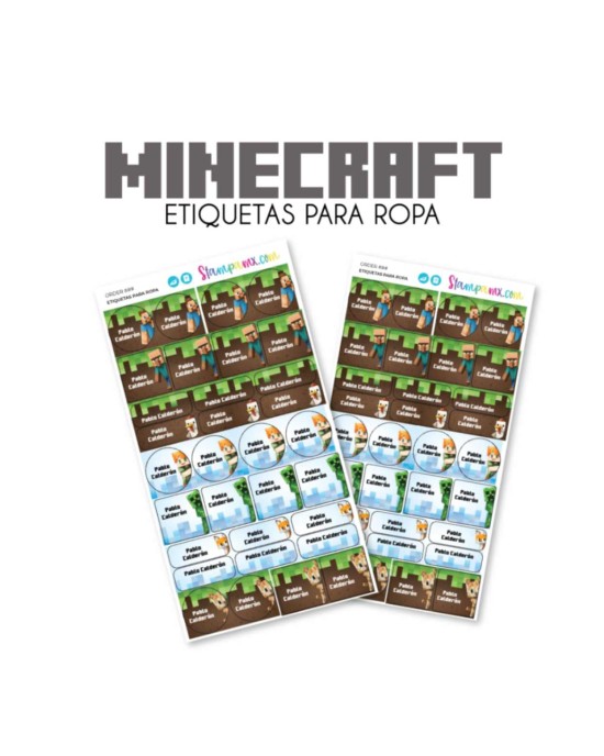 Ropa Minecraft-Etiquetas Para Ropa