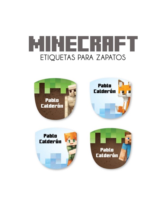 Pack Escuela y Zapatos Minecraft| Pack Adheribles y Zapatos
