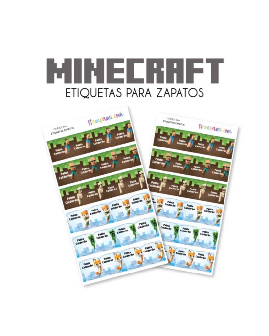Paquete de etiquetas para Zapato Minecraft