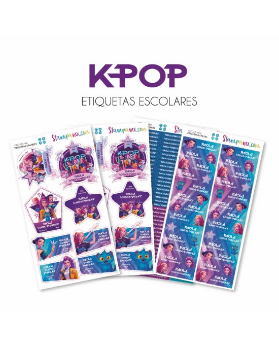 Escuela Adheribles K-POP-Etiquetas Para Escuela