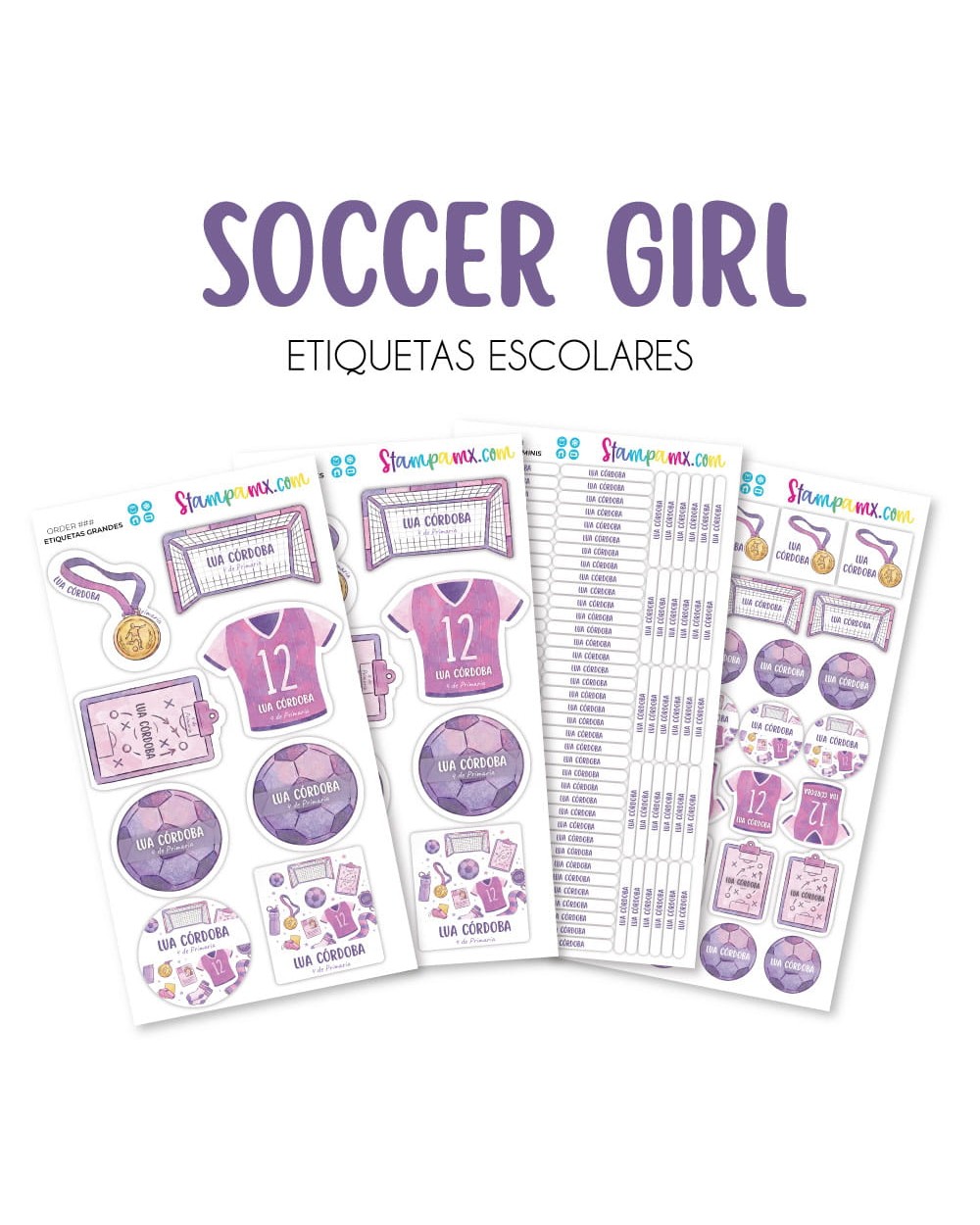 Escuela Adheribles Soccer Girl - Etiquetas Para Escuela Escuela Adheribles Soccer Girl - Etiquetas Para Escuela
