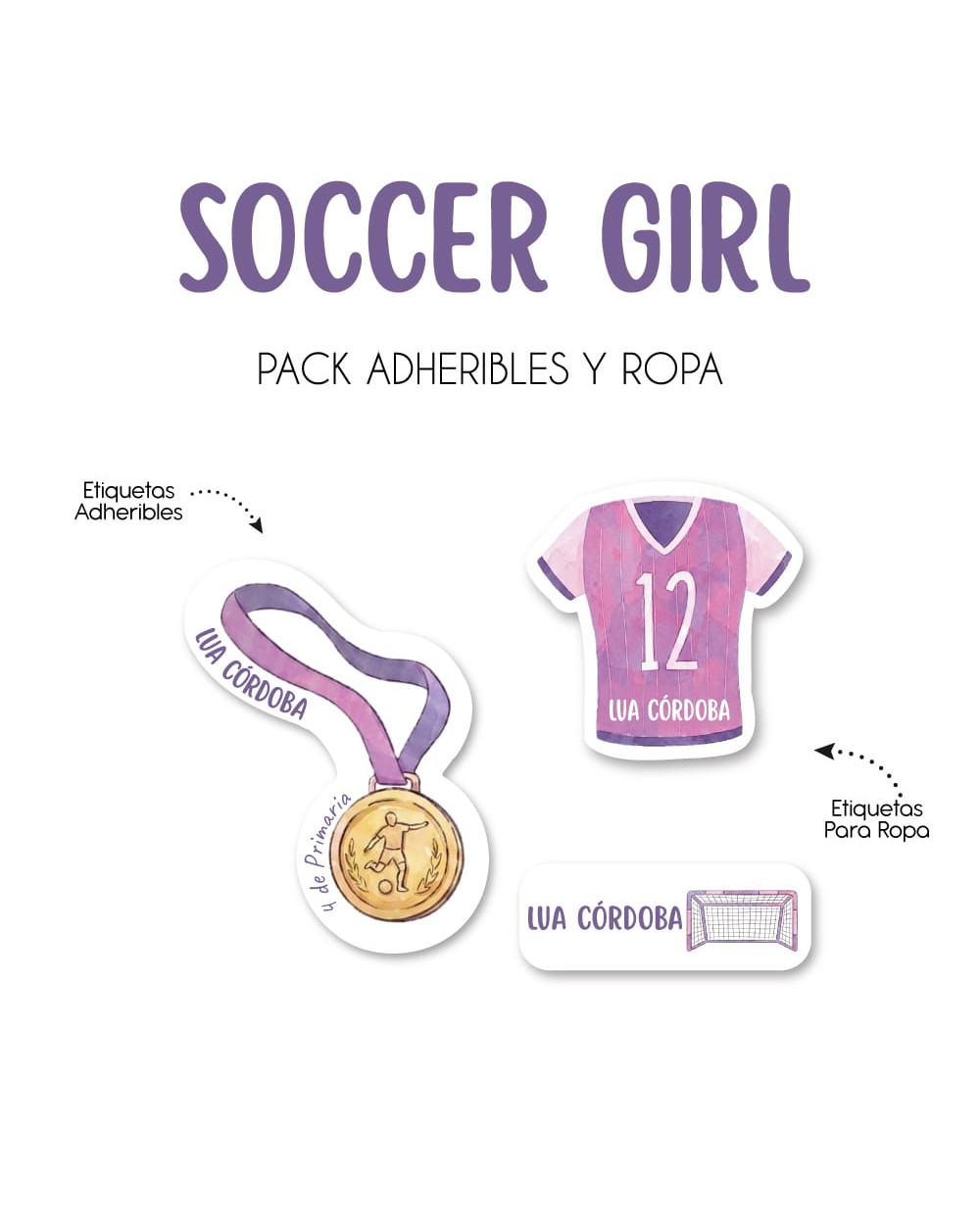 Pack Ropa y Escuela Soccer Girl | Pack Ropa y Adheribles Pack Ropa y Escuela Soccer Girl | Pack Ropa y Adheribles