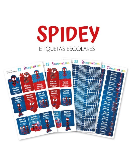 Escuela Adheribles Spidey-Etiquetas Para Escuela