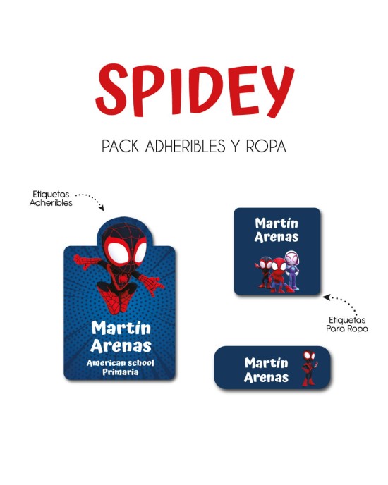 Pack Ropa y Escuela Spidey | Pack Ropa y Adheribles