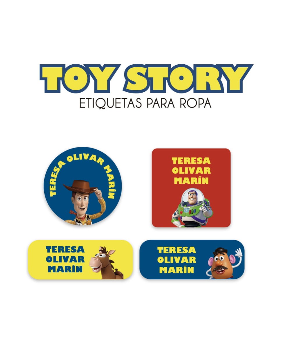 Ropa Toy Story-Etiquetas Para Ropa