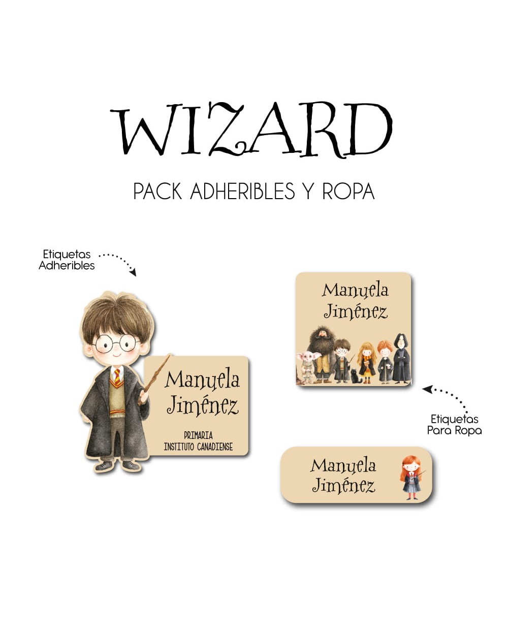 Pack Ropa y Escuela Wizard | Pack Ropa y Adheribles Pack Ropa y Escuela Wizard | Pack Ropa y Adheribles