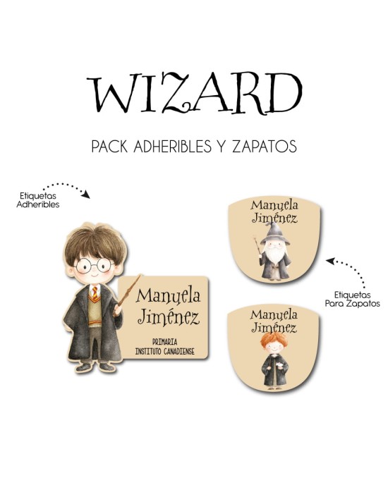 Pack Escuela y Zapatos Wizard | Pack Adheribles y Zapatos