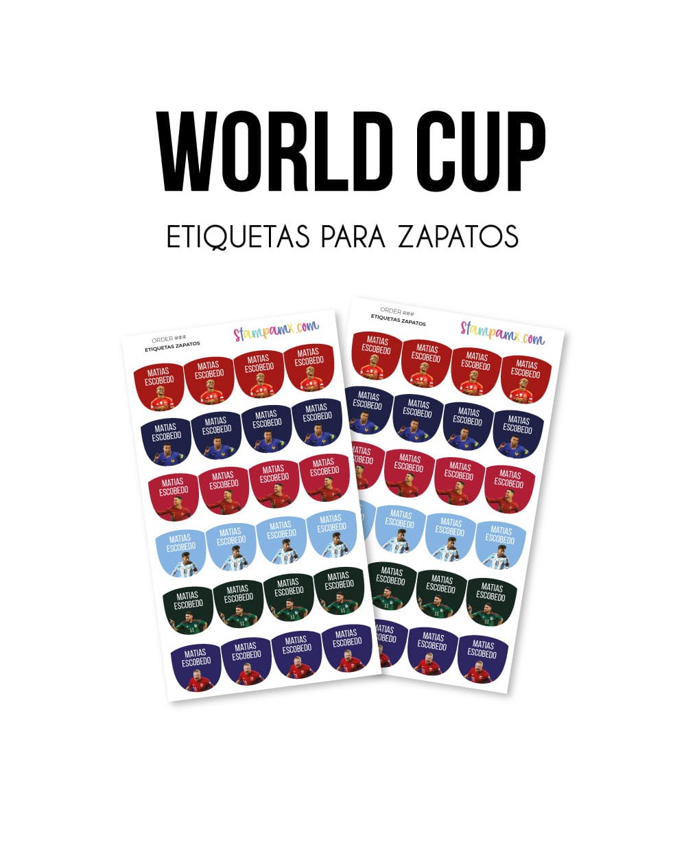 Paquete de etiquetas para Zapato World Cup Paquete de etiquetas para Zapato World Cup