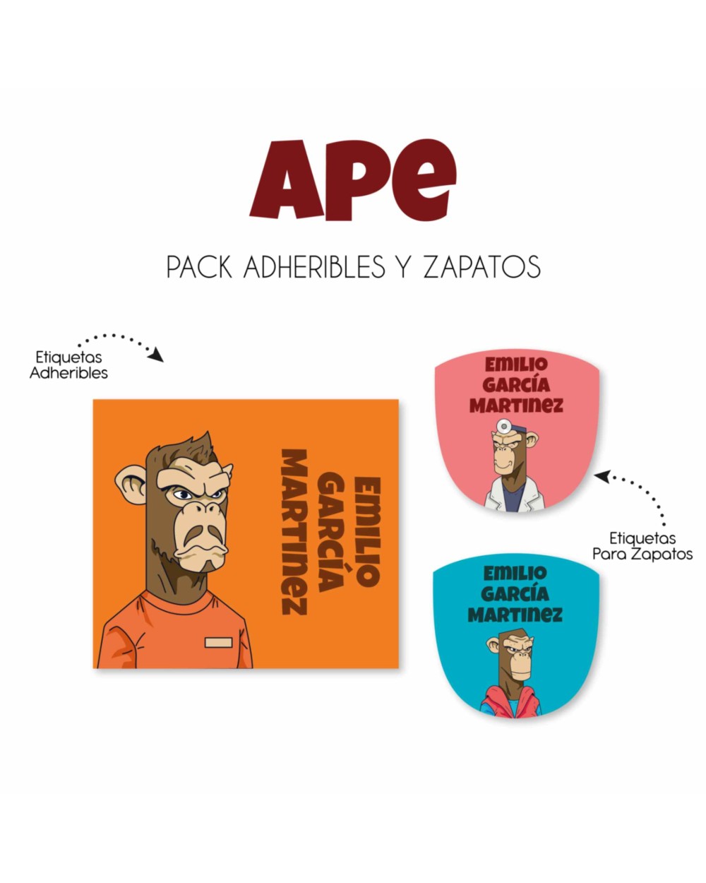 Pack Escuela y Zapatos Ape | Pack Adheribles y Zapatos Pack Escuela y Zapatos Ape | Pack Adheribles y Zapatos