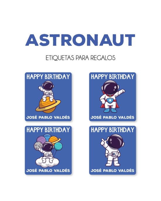 Paquete de etiquetas para Regalo Astronaut - Etiquetas Para Regalos