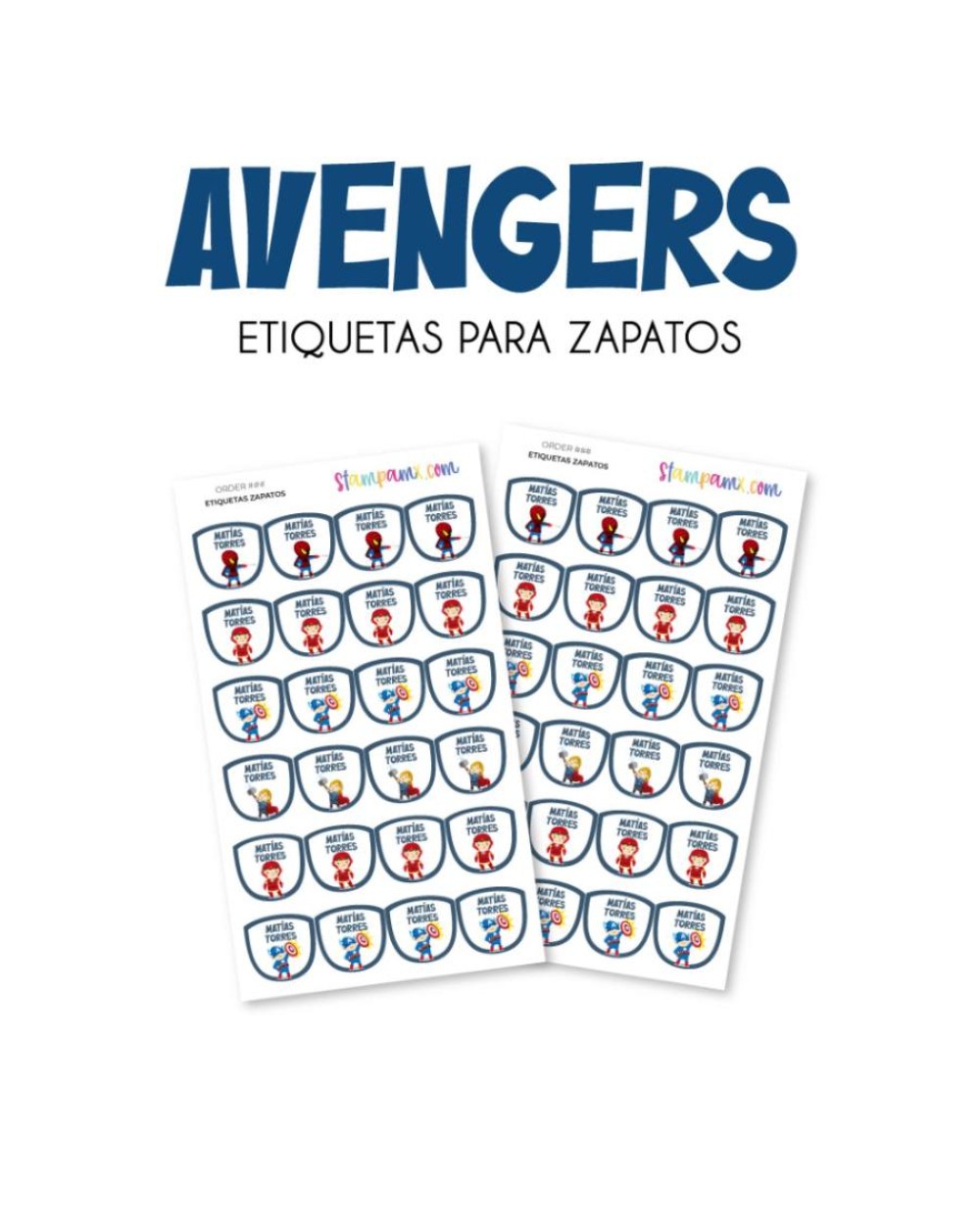 Paquete de etiquetas para Zapato Avengers - Etiquetas Para Zapatos Paquete de etiquetas para Zapato Avengers - Etiquetas Para Zapatos