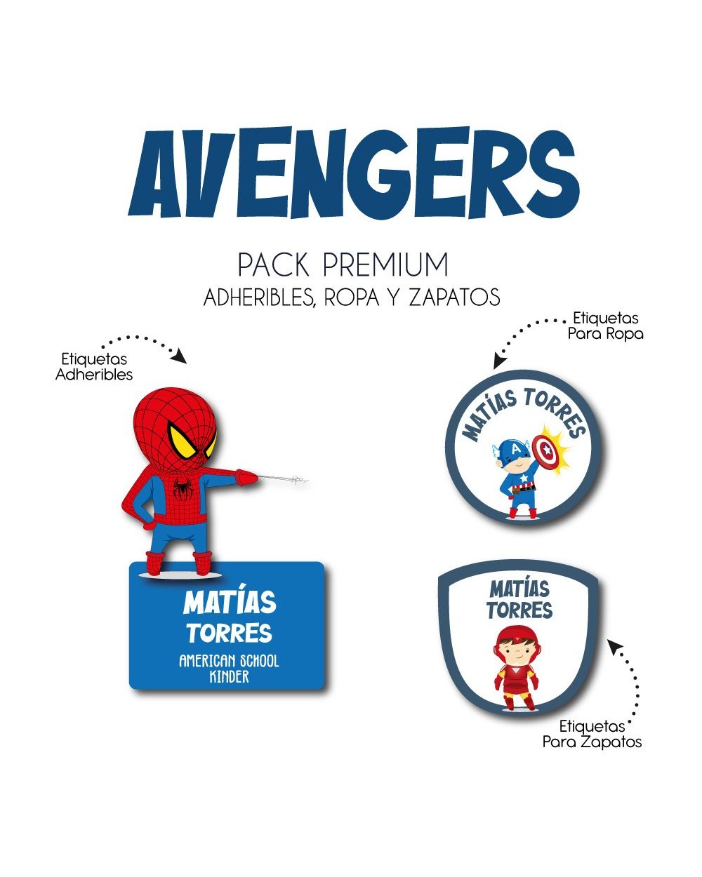 Pack Premium Ropa, Zapatos y Escuela Avengers | Pack Premium Pack Premium Ropa, Zapatos y Escuela Avengers | Pack Premium