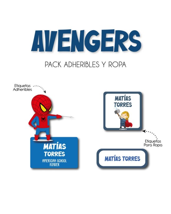 Pack Ropa y Escuela Avengers | Pack Ropa y Adheribles
