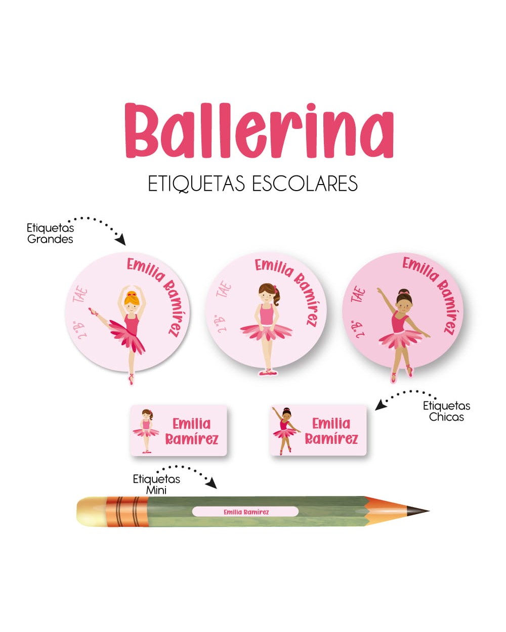 Escuela Adheribles Ballerina - Etiquetas Para Escuela Escuela Adheribles Ballerina - Etiquetas Para Escuela