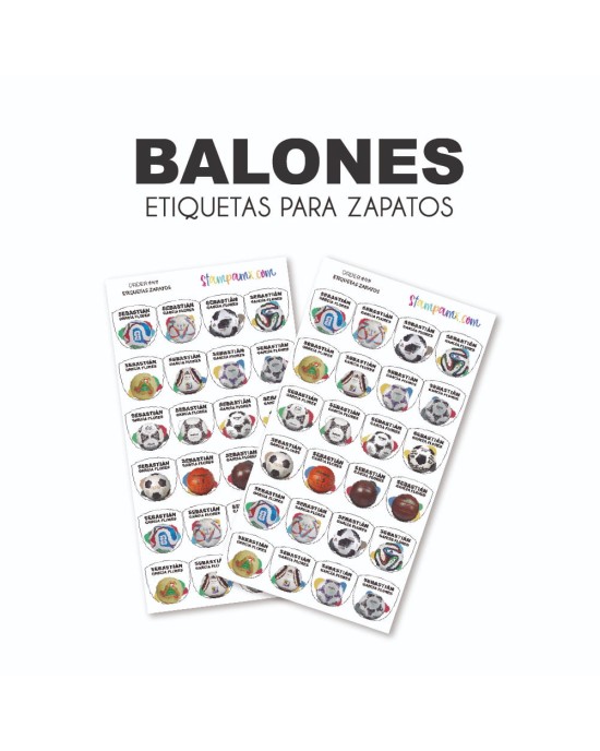 Paquete de etiquetas para Zapato Balones Paquete de etiquetas para Zapato Balones