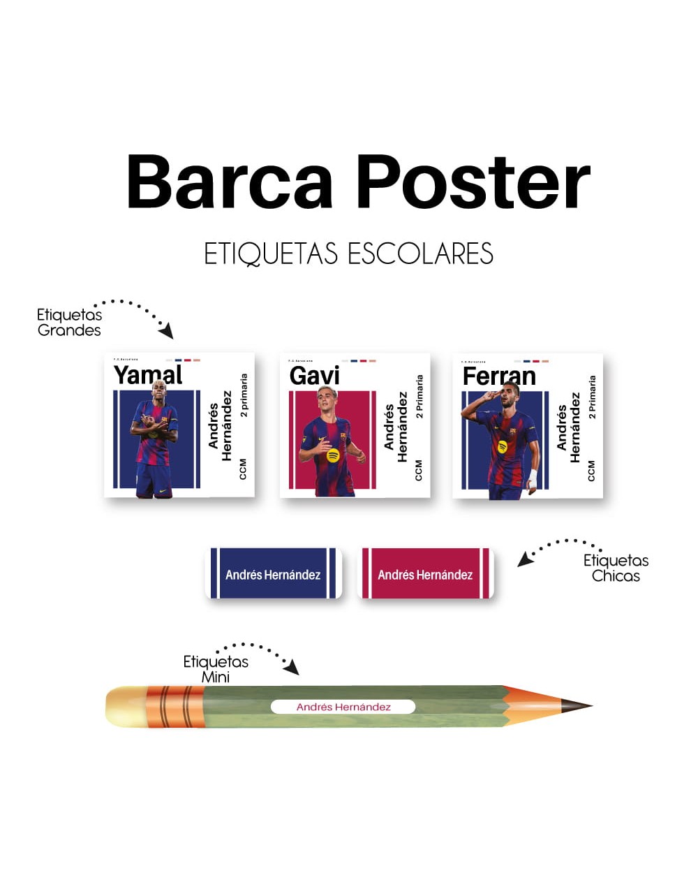Escuela Adheribles Barca Poster-Etiquetas Para Escuela