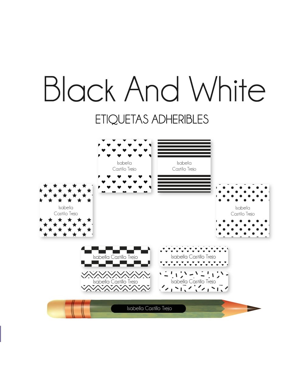 Pack Ropa y Escuela Black and White | Pack Ropa y Adheribles Pack Ropa y Escuela Black and White | Pack Ropa y Adheribles