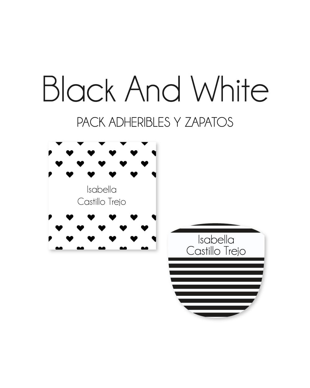 Pack Escuela y Zapatos Black and White | Pack Adheribles y Zapatos
