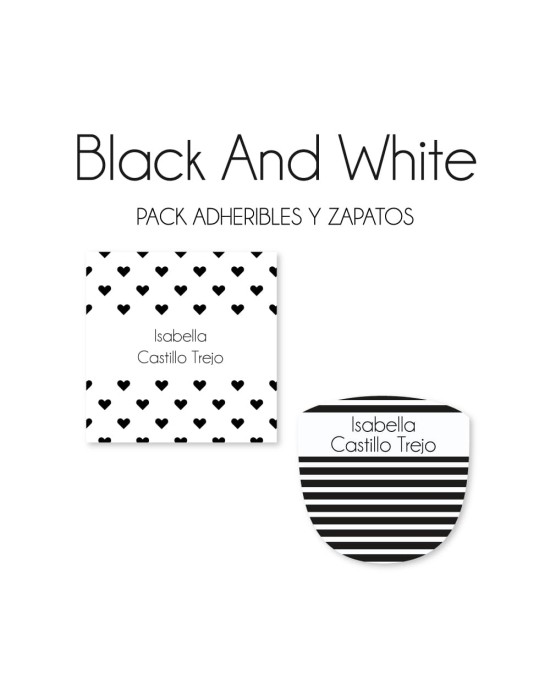 Pack Escuela y Zapatos Black and White | Pack Adheribles y Zapatos