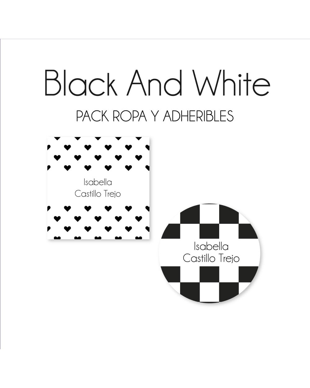 Pack Ropa y Escuela Black and White | Pack Ropa y Adheribles Pack Ropa y Escuela Black and White | Pack Ropa y Adheribles