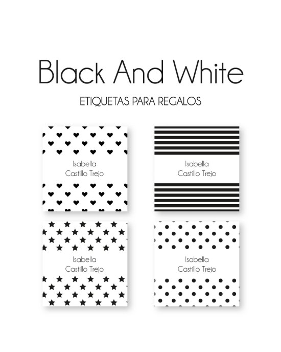 Paquete de etiquetas para Regalo Black and White - Etiquetas Para Regalos
