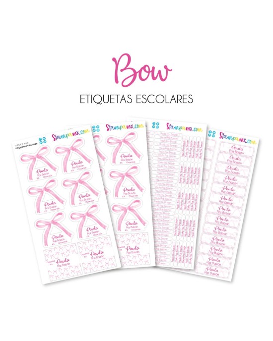 Escuela Adheribles Bow-Etiquetas Para Escuela