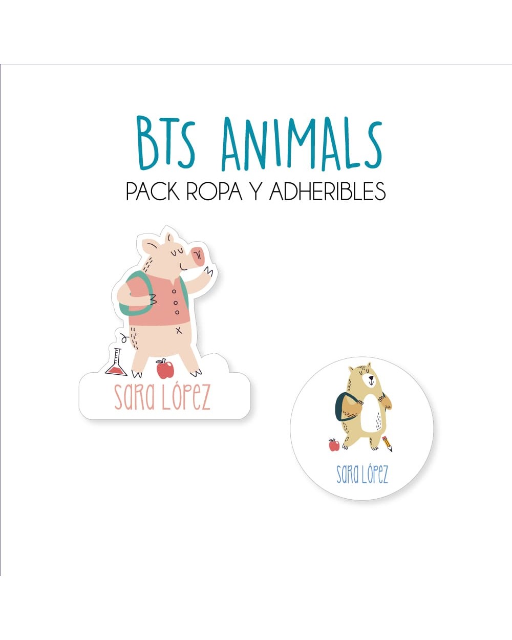 Pack Ropa y Escuela Bts Animals | Pack Ropa y Adheribles Pack Ropa y Escuela Bts Animals | Pack Ropa y Adheribles