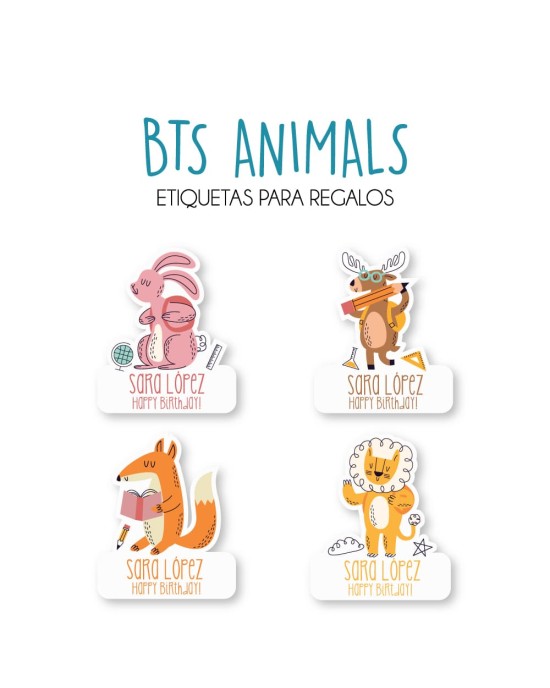 Paquete de etiquetas para Regalo Bts Animals - Etiquetas Para Regalos